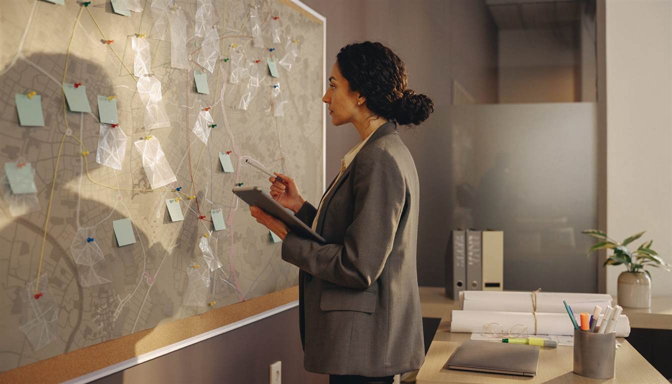 An analyst overlooking a British city while comparing early property opportunity signals.