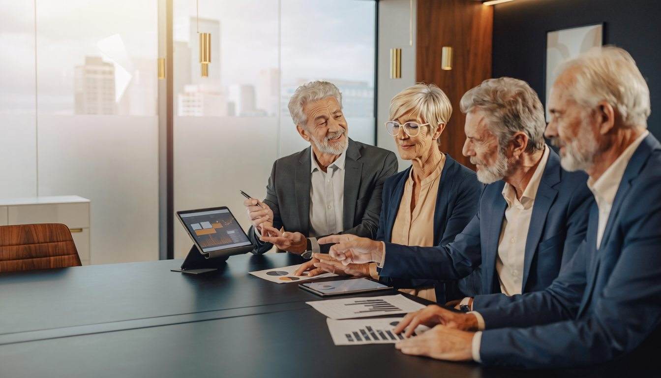 A commercial property team reviewing service options and research budgets.